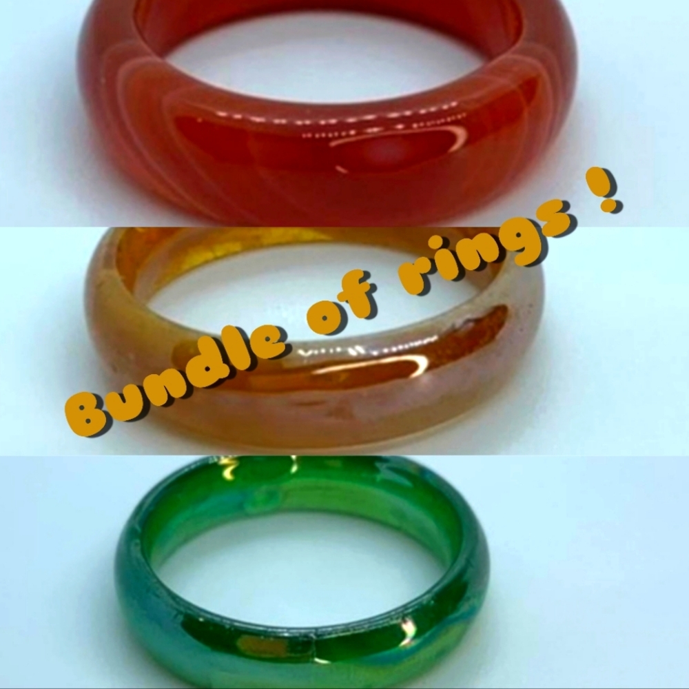 Bundle of vintage colorful rings of various sizes